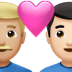 👨🏼‍❤️‍👨🏻 couple with heart: man, man, medium-light skin tone, light skin tone display on Apple